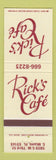 Matchbook Cover - Rick's Cafe South Miami FL