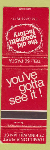 Matchbook Cover - Old Spaghetti Factory Hamilton ON WEAR