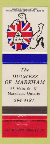 Matchbook Cover - Duchess of Markham Markham ON