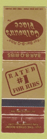 Matchbook Cover - Calhoun's Place BBQ Canada WORN