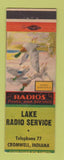 Matchbook Cover - Lake Radio Service Cromwell IN low phone # Hunter's Dream