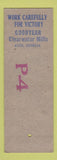 Matchbook Cover - Work Place Safety Goodyear Mills Atco GA tires
