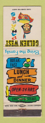 Matchbook Cover - Golden West Pancakes CA CHAIN Salinas WORN
