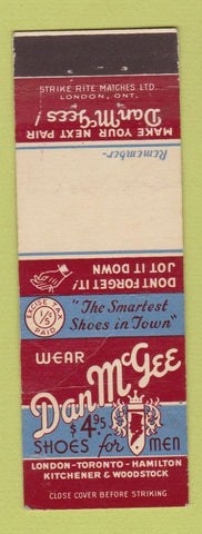Matchbook Cover - Dan McGee Shoes London Toronto Hamilton Kitchener ON CREASE