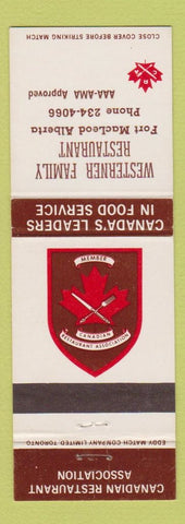 Matchbook Cover - Westerner Family Restaurant Fort MacLeod AB