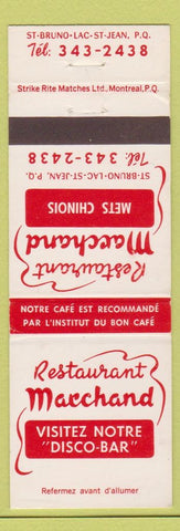 Matchbook Cover - Restaurant Macchand Disco Restaurant ST Jean QC