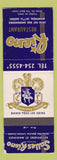Matchbook Cover - Rieno Restaurant Montreal QC