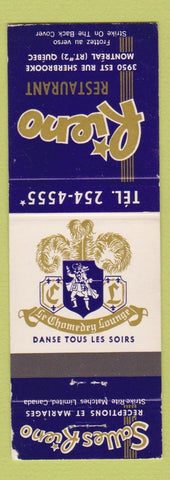 Matchbook Cover - Rieno Restaurant Montreal QC