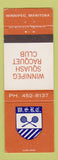 Matchbook Cover - Winnipeg Squash Racquet Club MB