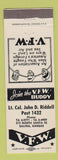 Matchbook Cover - VFW Club John D Riddell Post 1432 Salina KS