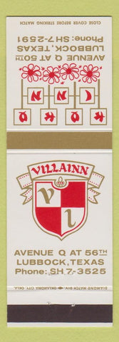 Matchbook Cover - Villainn Lubbock TX  Koko Inn