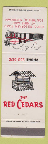 Matchbook Cover - Red Cedars Southfield MI restaurant