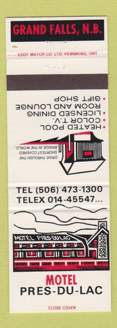Matchbook Cover - Motel Pres Du Lac Grand Falls NB