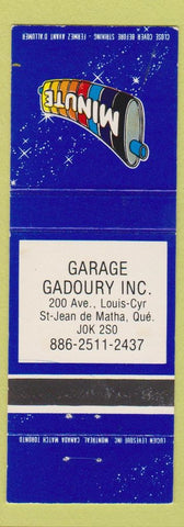 Matchbook Cover - Minute Mufflers Garage Gadoury St Jean De Matha QC