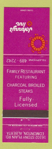 Matchbook Cover - Johnny's Inn Edmonton AB Steaks