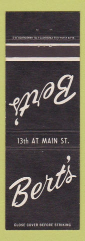 Matchbook Cover - Bert's NO TOWN Canada