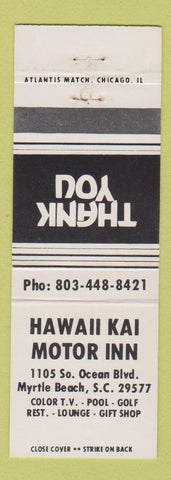 Matchbook Cover - Hawaii Kai Motor Inn Myrtle Beach SC white
