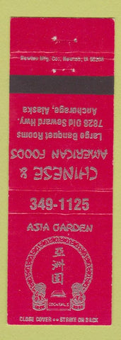 Matchbook Cover - Asia Garden Chinese Food Anchorage AK