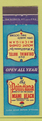 Matchbook Cover - Poinciana Hotel Miami Beach FL