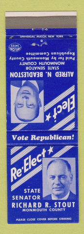 Matchbook Cover - Alfred Beadleston State Senator Richard Stout Monmouth NJ
