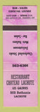 Matchbook Cover - Restaurant Chateau Lachute QC