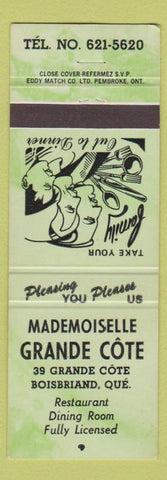 Matchbook Cover - Mademoiselle Grande Cote Boisbriand QC