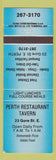 Matchbook Cover - Perth Restaurant Tavern Pizza ON blue