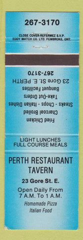 Matchbook Cover - Perth Restaurant Tavern Pizza ON blue