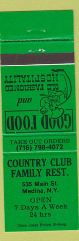 Matchbook Cover - Country Club Family Restaurant Medina NY green