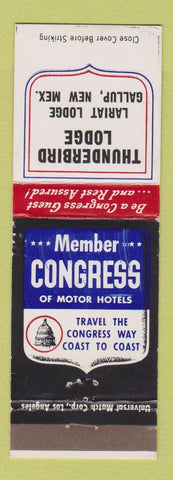 Matchbook Cover - Thunderbird Lodge Gallup NM Lariat Lodge Congress Inn