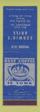 Matchbook Cover - Kerwin's Grill Hawkesbury ON low phone #