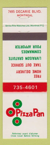 Matchbook Cover - Pizza Pan Montreal QC