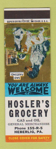 Matchbook Cover - Hosler's Grocery oil gas Heberlig PA Sad Parting
