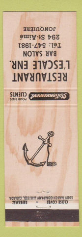 Matchbook Cover - Restaurant L'Escale Jonquiere QC