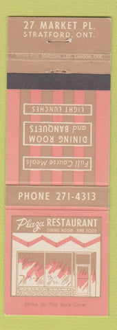 Matchbook Cover - Plaza Restaurant Stratford ON