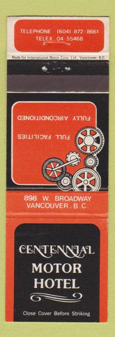 Matchbook Cover - Centennial Motor Hotel Vancouver BC