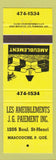 Matchbook Cover - Les Ameublements JG Paiement Mascouche QC yellow