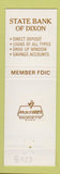 Matchbook Cover - State Bank of Dixon IL