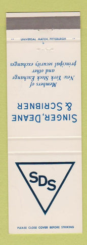 Matchbook Cover - Singer Deane Scribner Investments Pittsburgh Cleveland NYC