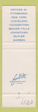 Matchbook Cover - Singer Deane Scribner Investments Pittsburgh Cleveland NYC