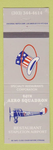 Matchbook Cover  94th Aero Squadron Restaurant Stapleton Airport Denver Colorado