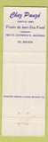 Matchbook Cover - Chez Pauze Seafood Montreal QC