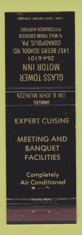 Matchbook Cover - Glass Tower Motor Inn Pittsburgh PA airport Coraopolis