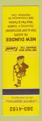Matchbook Cover - New Dundee Pie Shop Fish Chips Hamilton ON