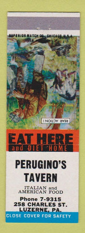 Matchbook Cover - Perugino's Tavern Italian Luzerne PA Rear Action