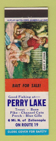 Matchbook Cover - Perry Lake Fishing Zelienople PA What A Life