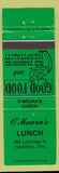 Matchbook Cover - O'Meara's Lunch Hamilton ON green
