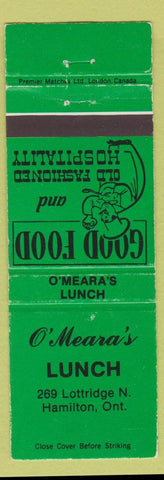 Matchbook Cover - O'Meara's Lunch Hamilton ON green