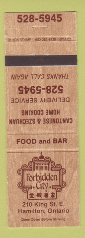 Matchbook Cover - Forbidden City Hamilton ON