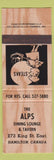 Matchbook Cover - Alps Restaurant Hamilton ON wear WOOD
